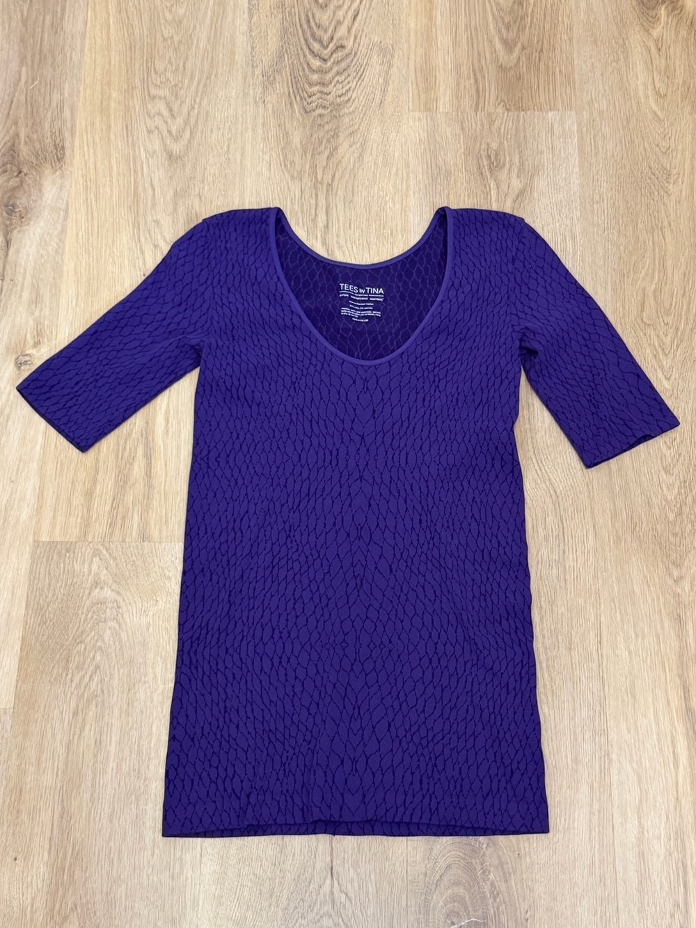 TEES by Tina Purple Stretch Short Sleeve Top